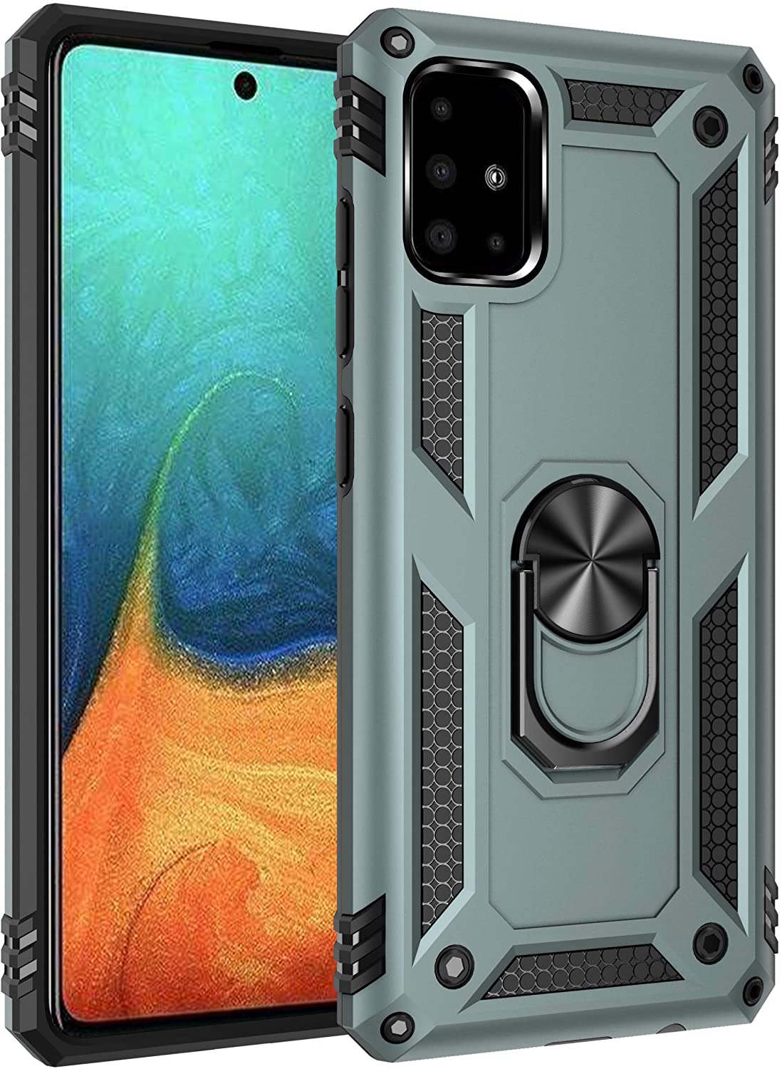 Forro Protector Samsung A71 - Diseño Armadura Anti-Golpes Anillo/Iman