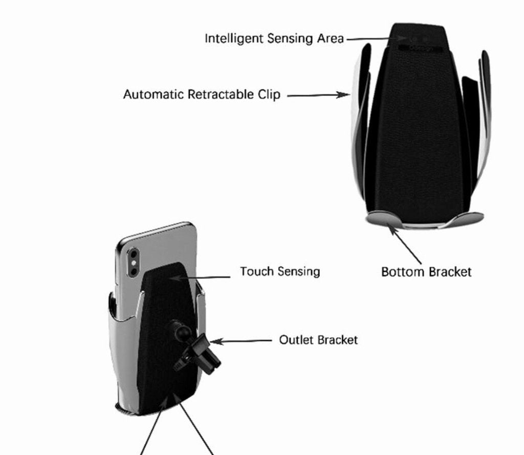 Cargador Vehicular - Montaje para Carro Wireless con sujeción automática - Smart Sensor S5
