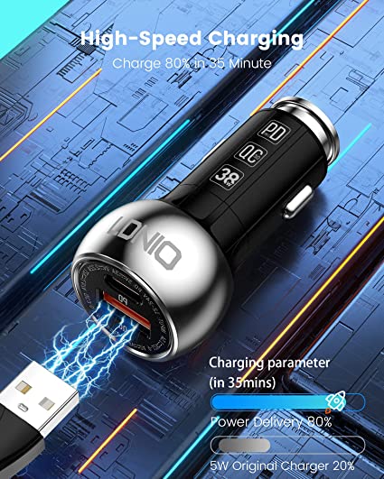 Cargador Vehicular LDNIO C1 38W - Dual 1 USB C PD Y 1 QC 3.0