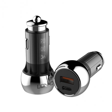 Cargador Vehicular LDNIO C1 38W - Dual 1 USB C PD Y 1 QC 3.0