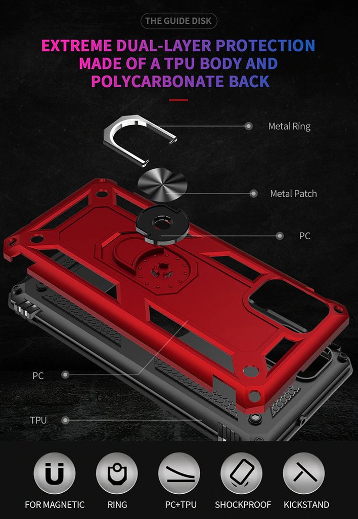 Forro Protector para Samsung A31 - Diseño Armadura, Anillo/Iman