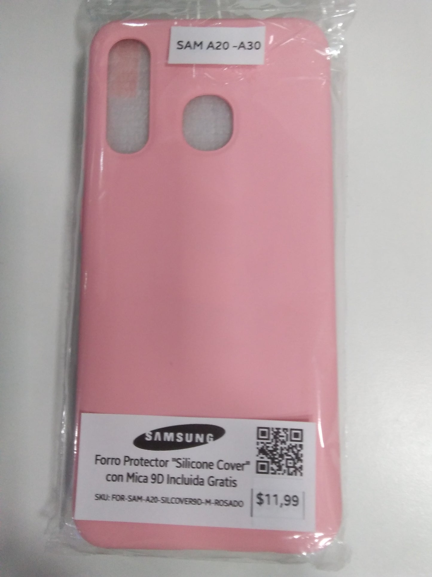 Forro Protector Silicone Cover con Mica 9D para Samsung A20 - A30