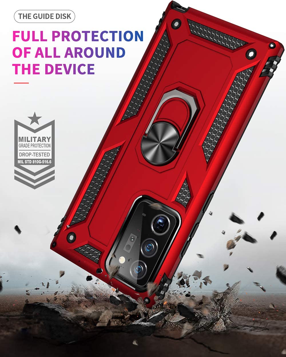 Forro Protector para Samsung Note 20 - Diseño Armadura, Anillo/Iman