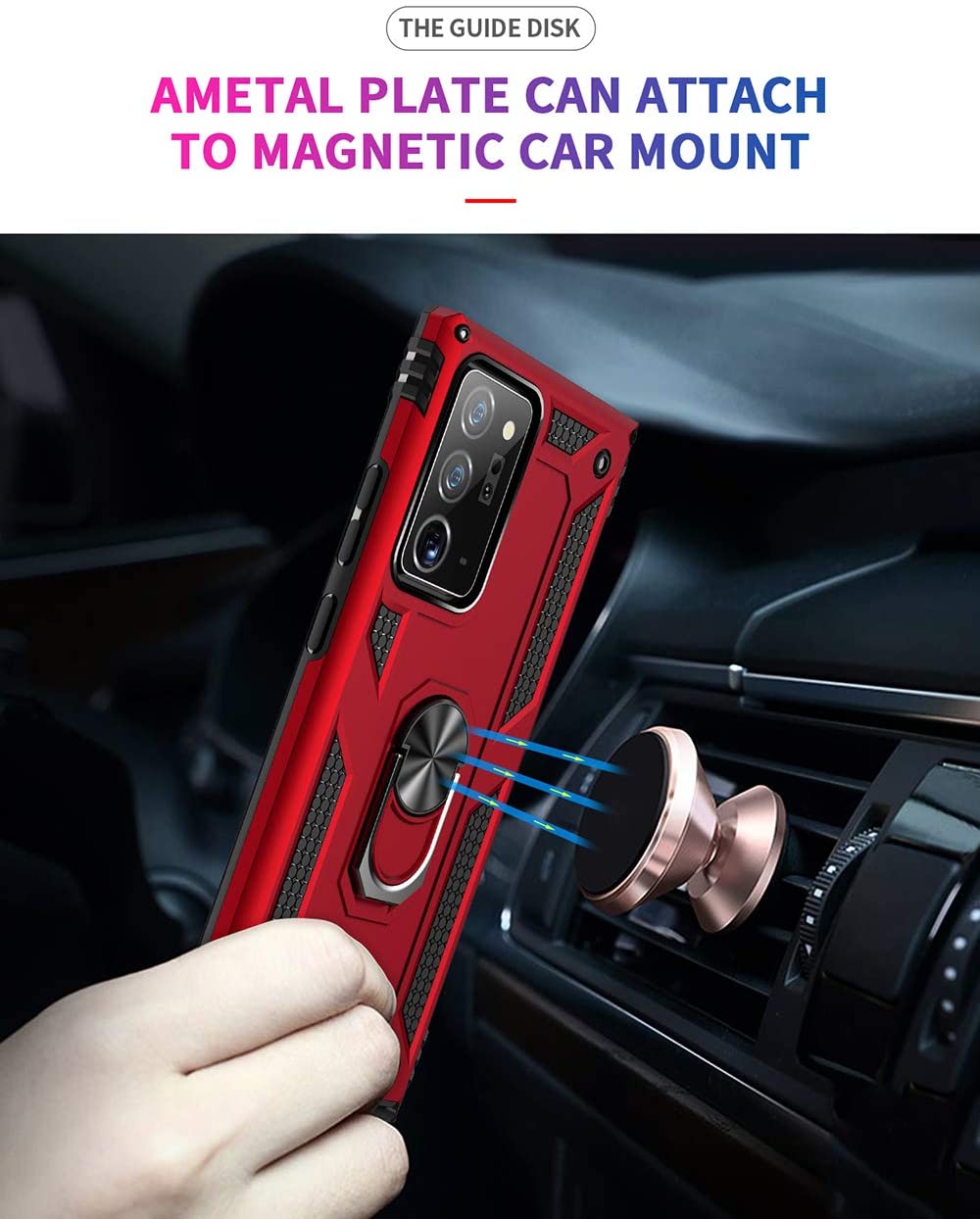 Forro Protector para Samsung Note 20 - Diseño Armadura, Anillo/Iman