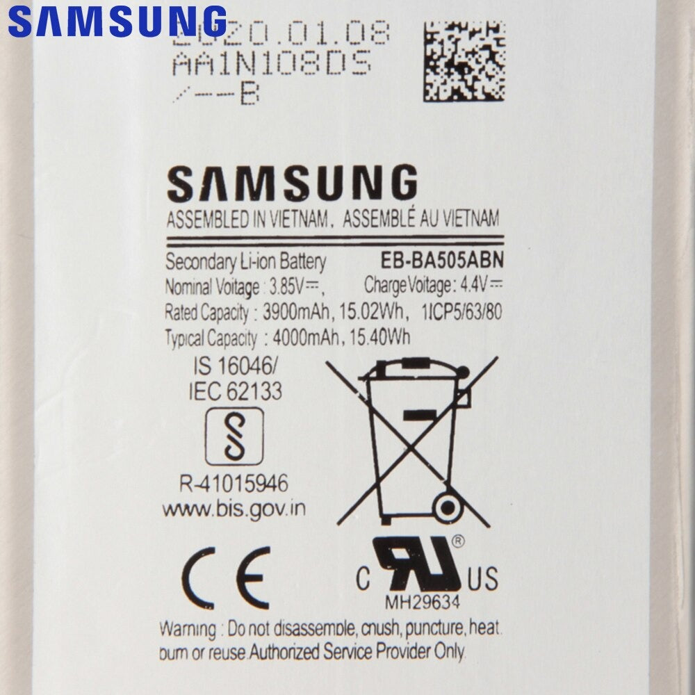 Bateria Samsung EB-BA505ABU para A20, A30, A30S, A50, A50S, EB-BA505ABN - 4000mAh