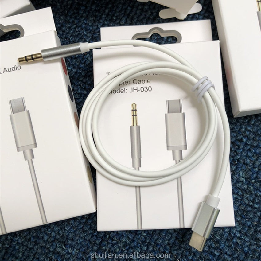 Cable - USB tipo C a 3.5mm Adaptador de Audio Aux Cable para iPhone Samsung Huawei