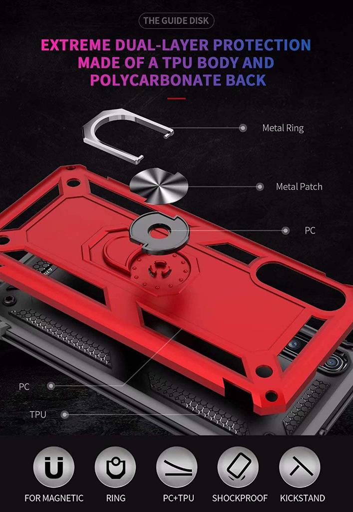 Forro Protector para Samsung A90 - Diseño Armadura, Anillo/Iman